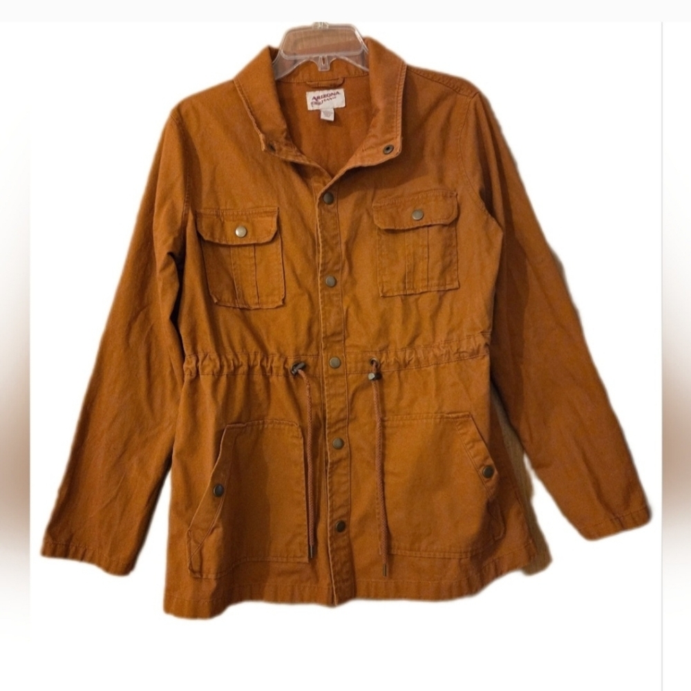 Arizona Jean Company Utility Cargo Jacket Rust Cotton  Cabin Hiking Size Large